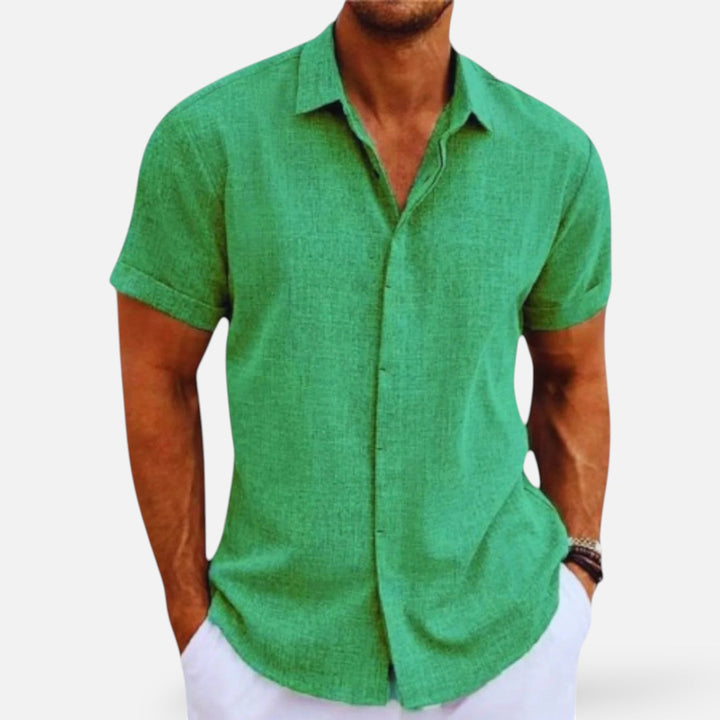 Men's Linen Shirt - Lightweight Breathable Summer Button-Up