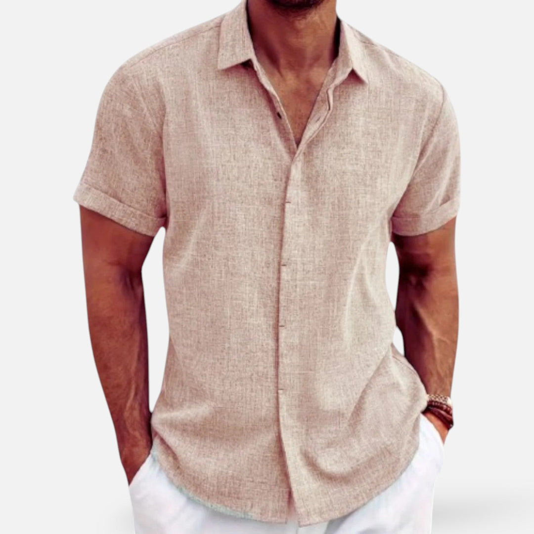 Men's Linen Shirt - Lightweight Breathable Summer Button-Up