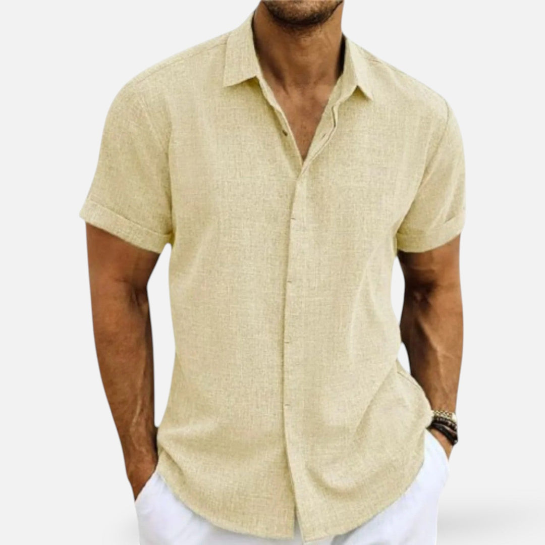 Men's Linen Shirt - Lightweight Breathable Summer Button-Up