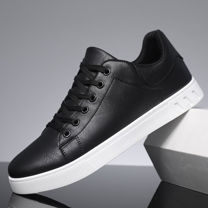 Men's Faux Leather Low Top Trainers - Smart Casual Lace Up