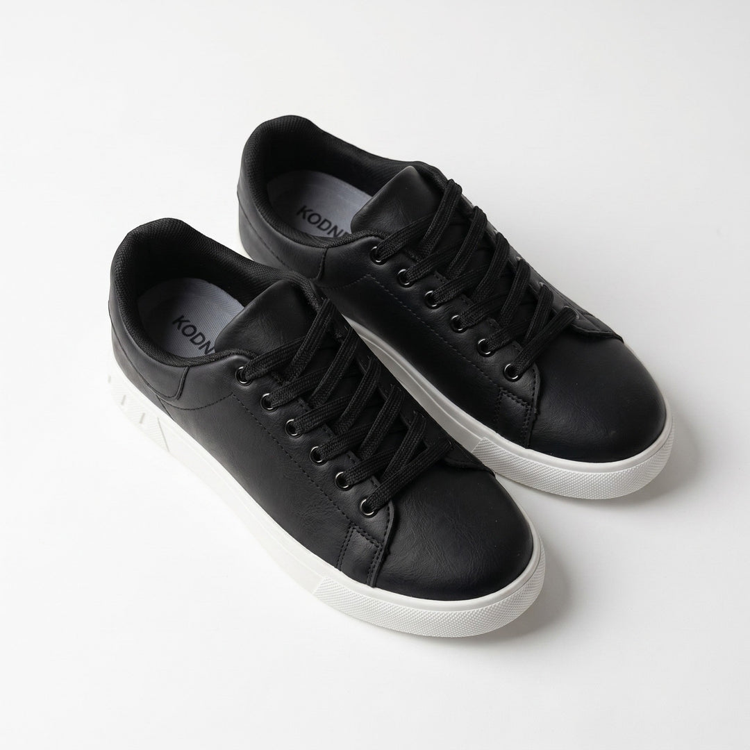 Men's Faux Leather Low Top Trainers - Smart Casual Lace Up