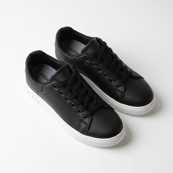 Men's Faux Leather Low Top Trainers - Smart Casual Lace Up