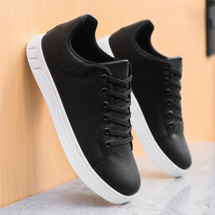 Men's Faux Leather Low Top Trainers - Smart Casual Lace Up