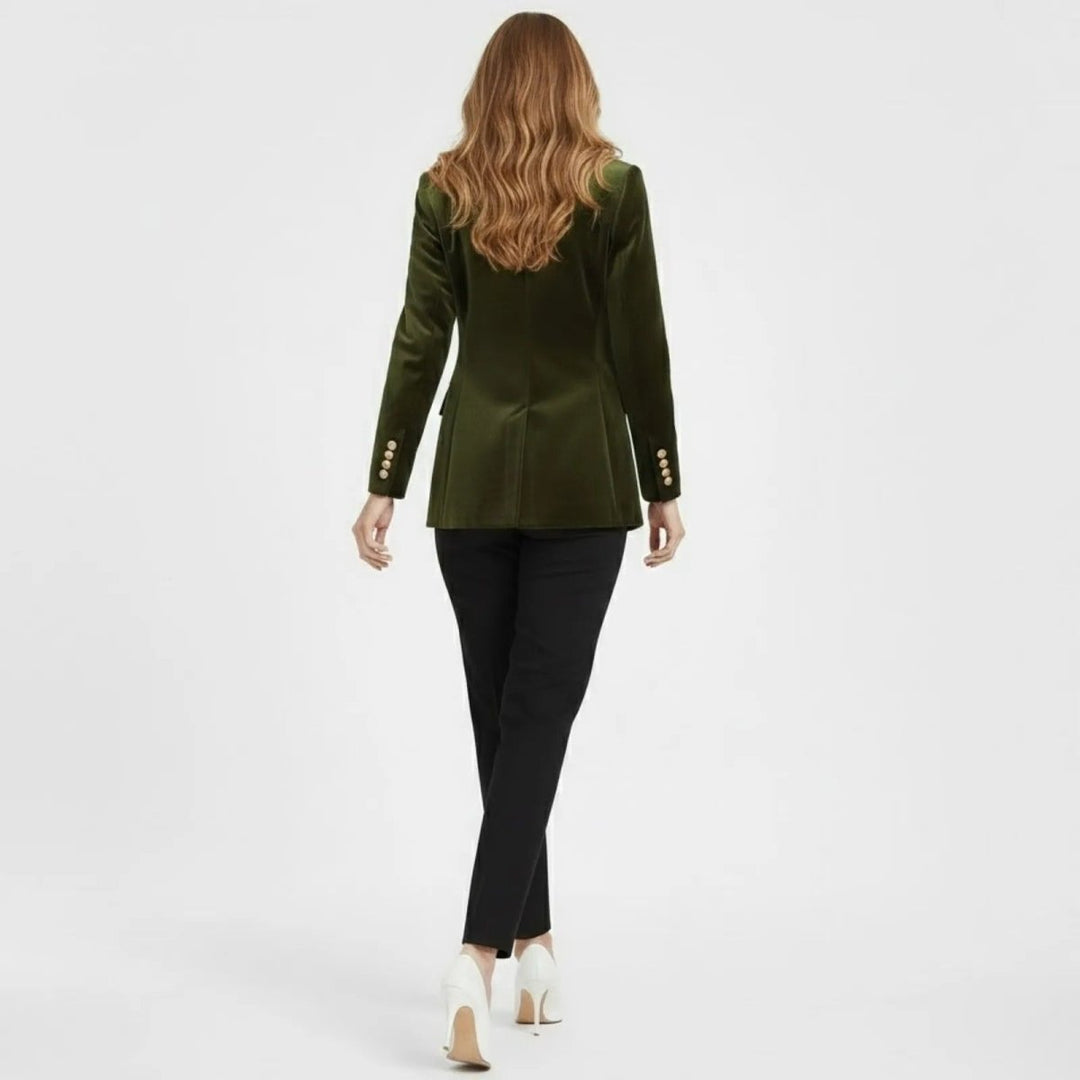 Women's Velvet Blazer Slim Fit - Satin Lapel Formal Occasion
