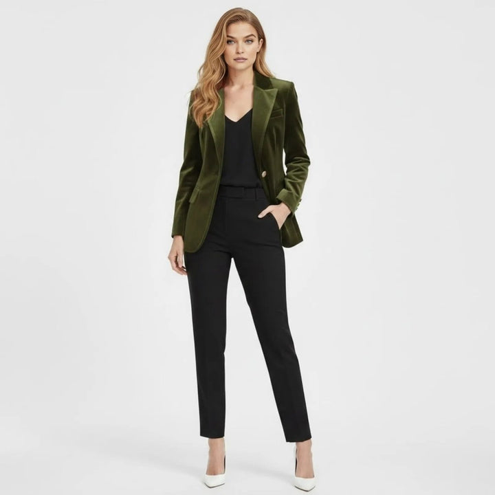 Women's Velvet Blazer Slim Fit - Satin Lapel Formal Occasion