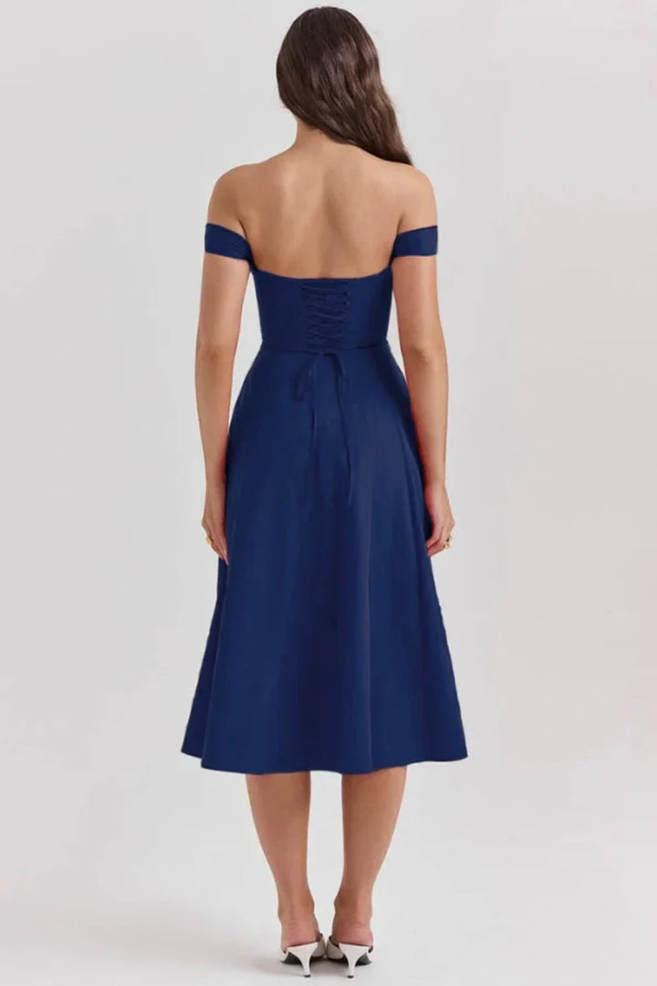 Women's Sage Floral Wedding Guest Dress – Linen Corset Midi