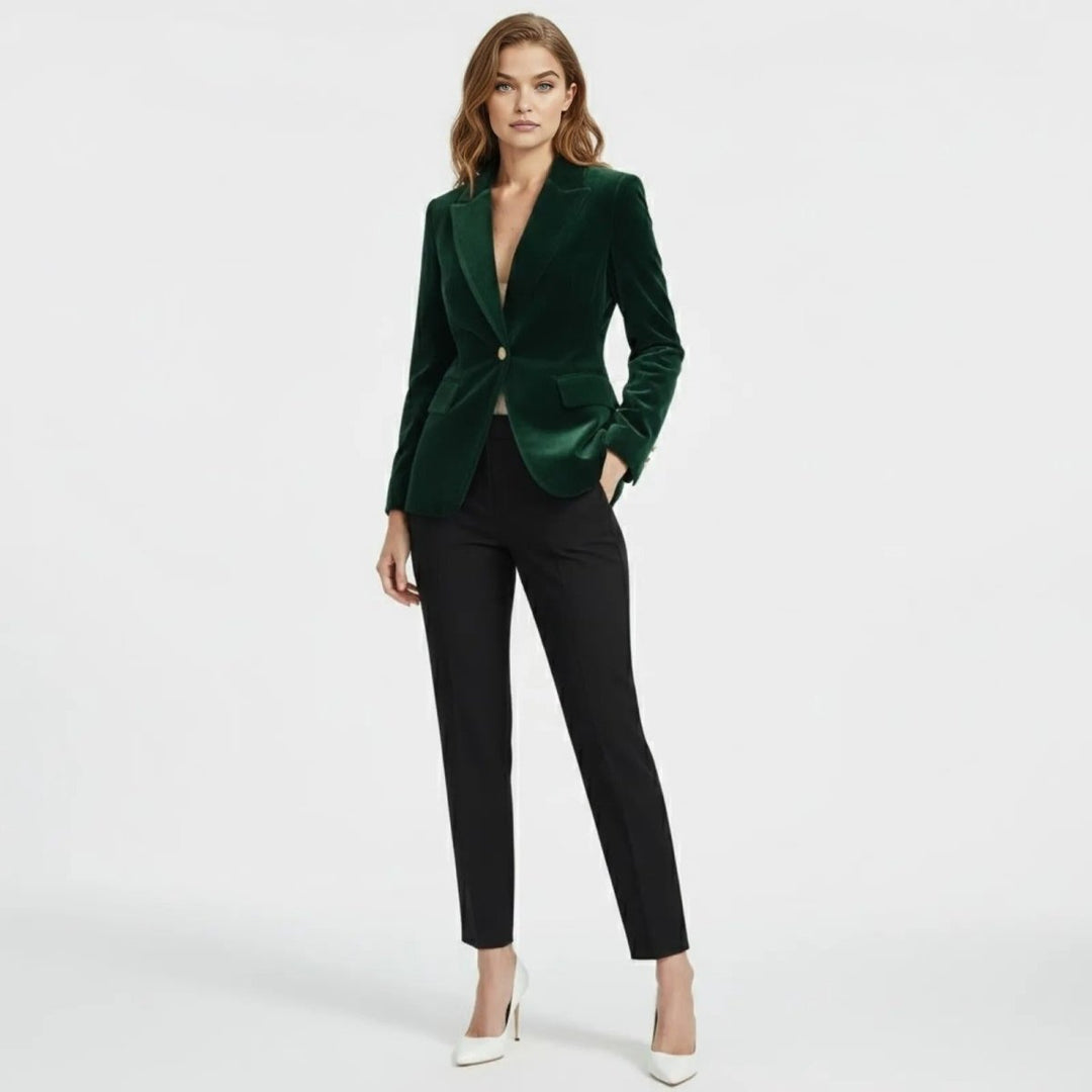 Women's Velvet Blazer Slim Fit - Satin Lapel Formal Occasion