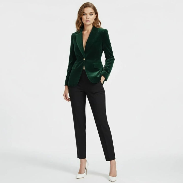Women's Velvet Blazer Slim Fit - Satin Lapel Formal Occasion