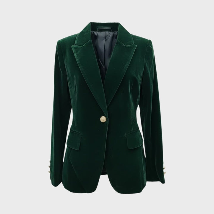 Women's Velvet Blazer Slim Fit - Satin Lapel Formal Occasion