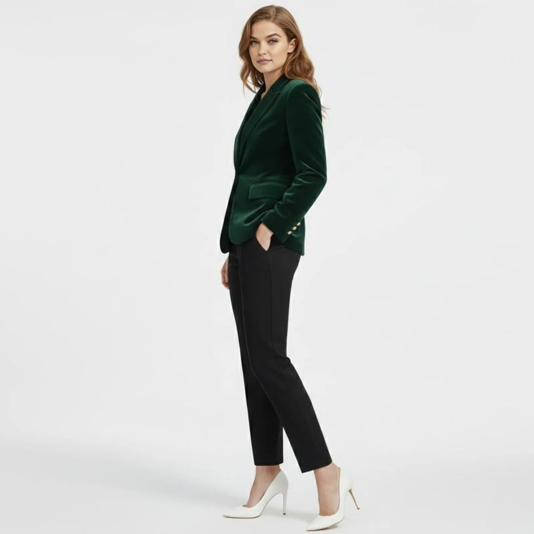 Women's Velvet Blazer Slim Fit - Satin Lapel Formal Occasion