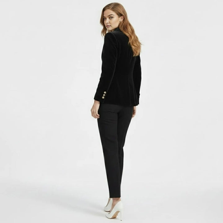 Women's Velvet Blazer Slim Fit - Satin Lapel Formal Occasion