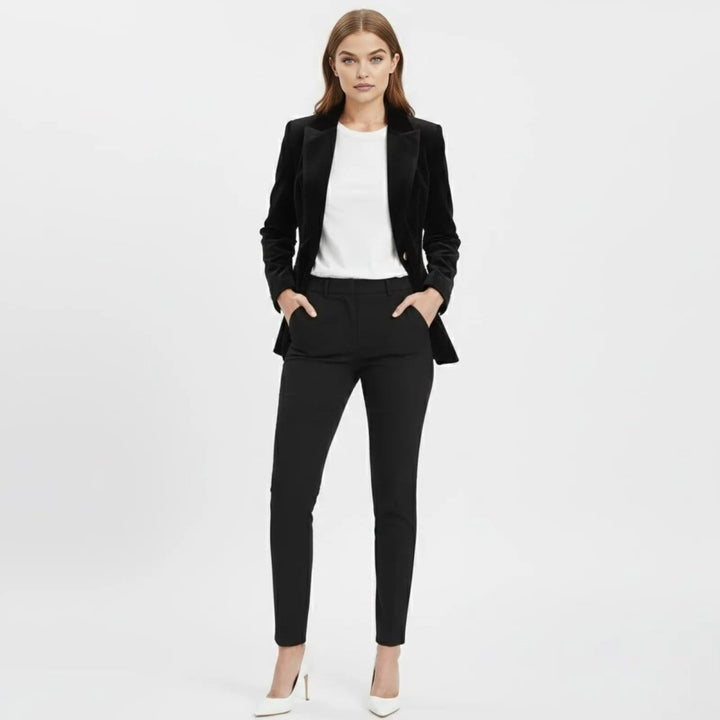 Women's Velvet Blazer Slim Fit - Satin Lapel Formal Occasion