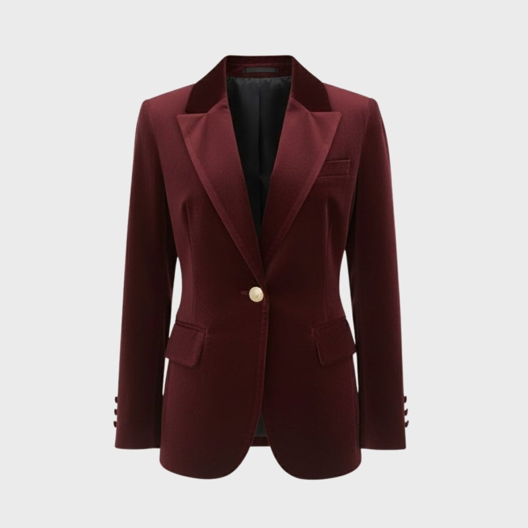 Women's Velvet Blazer Slim Fit - Satin Lapel Formal Occasion