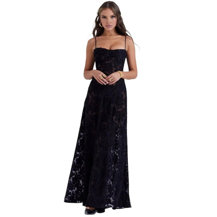 Butterfly Maxi Dress - Bustier Spaghetti Strap Wedding Guest