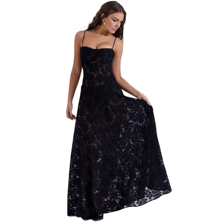 Butterfly Maxi Dress - Bustier Spaghetti Strap Wedding Guest