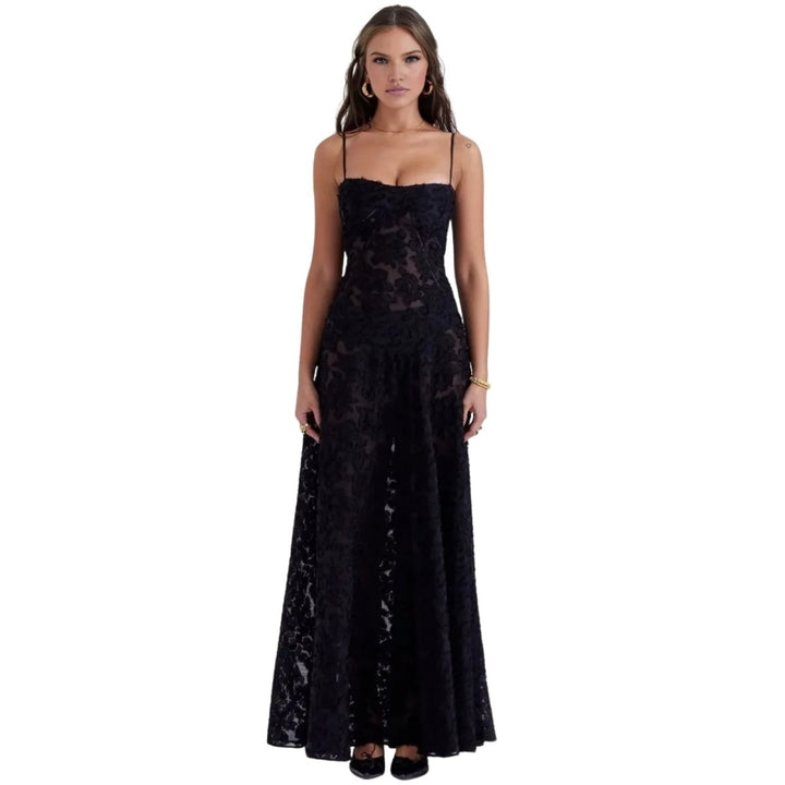Butterfly Maxi Dress - Bustier Spaghetti Strap Wedding Guest