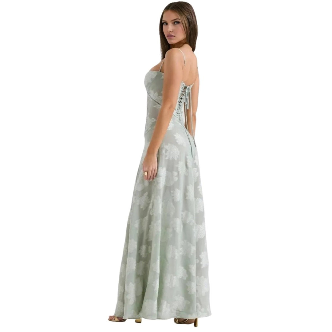 Butterfly Maxi Dress - Bustier Spaghetti Strap Wedding Guest