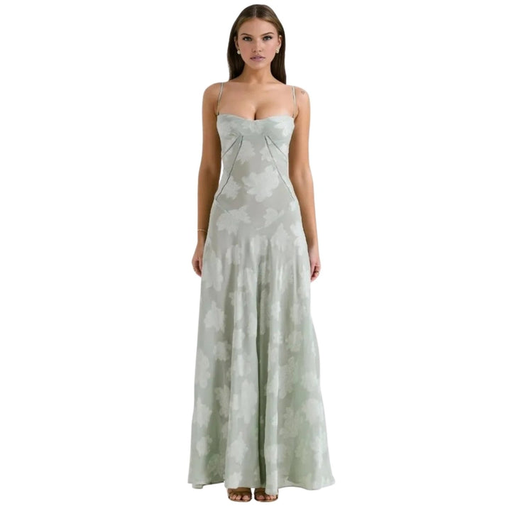 Butterfly Maxi Dress - Bustier Spaghetti Strap Wedding Guest