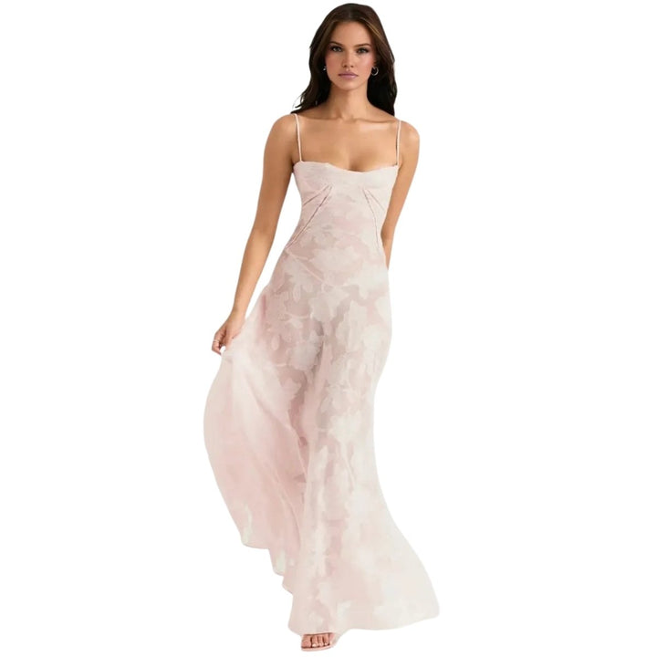 Butterfly Maxi Dress - Bustier Spaghetti Strap Wedding Guest