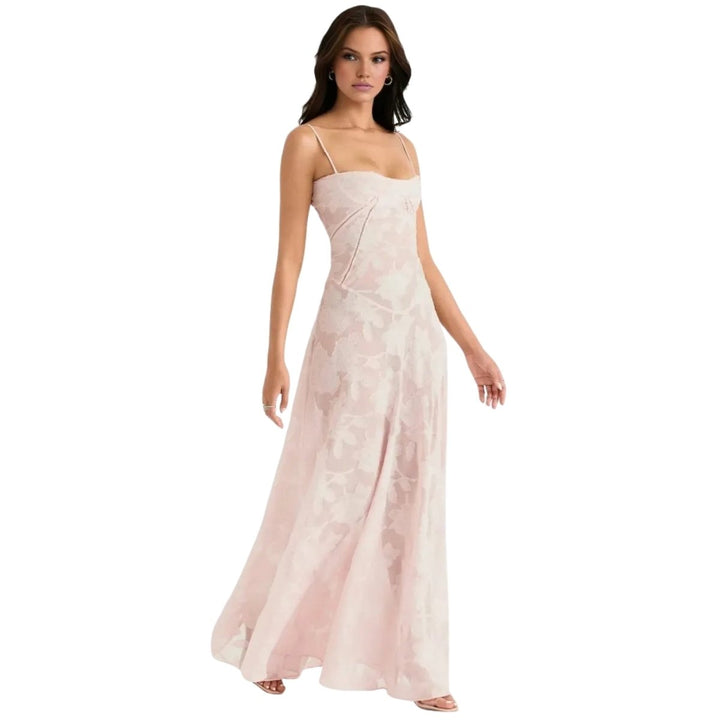 Butterfly Maxi Dress - Bustier Spaghetti Strap Wedding Guest