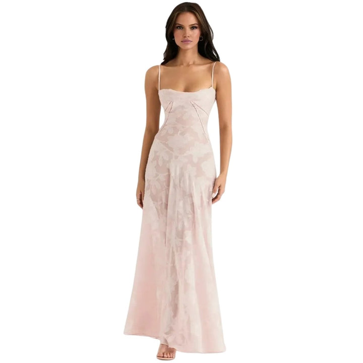 Butterfly Maxi Dress - Bustier Spaghetti Strap Wedding Guest