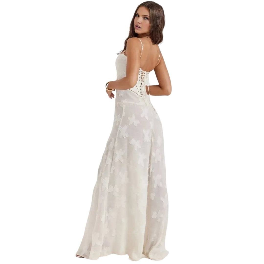 Butterfly Maxi Dress - Bustier Spaghetti Strap Wedding Guest