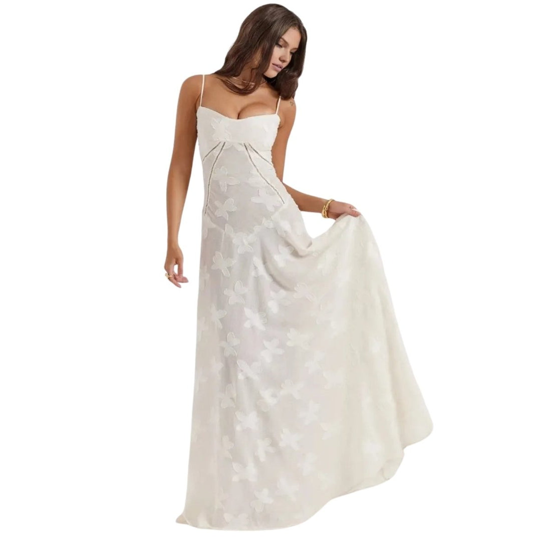 Butterfly Maxi Dress - Bustier Spaghetti Strap Wedding Guest