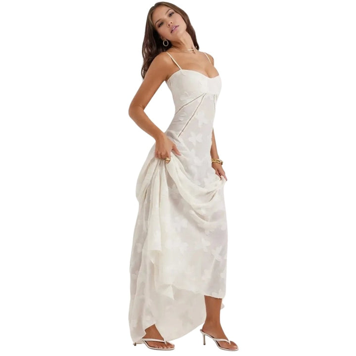 Butterfly Maxi Dress - Bustier Spaghetti Strap Wedding Guest