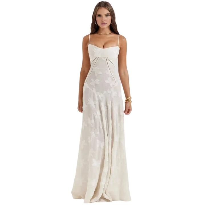 Butterfly Maxi Dress - Bustier Spaghetti Strap Wedding Guest