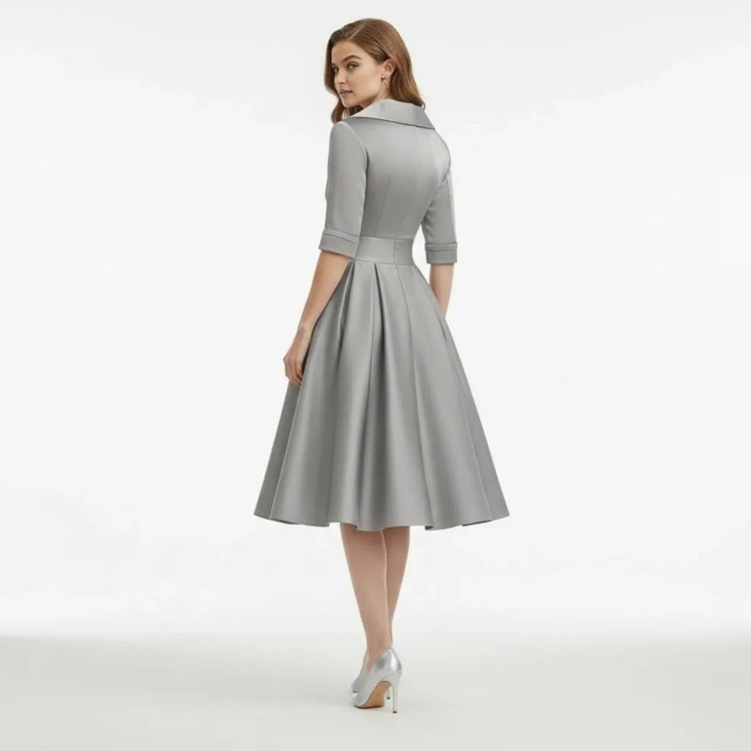 Women’s Satin Fit & Flare Midi Dress – Wedding Guest