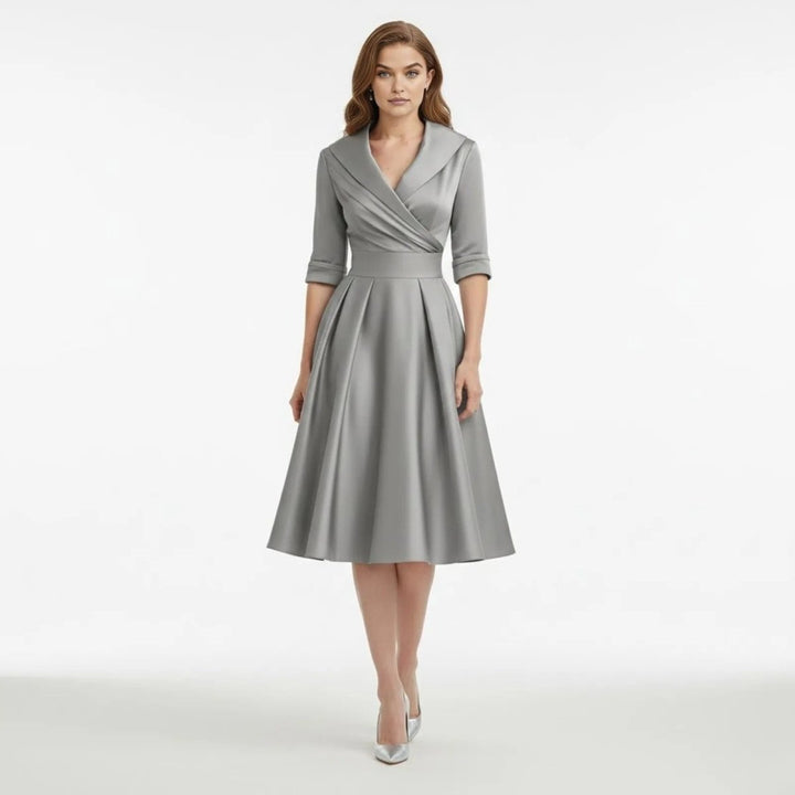 Women’s Satin Fit & Flare Midi Dress – Wedding Guest