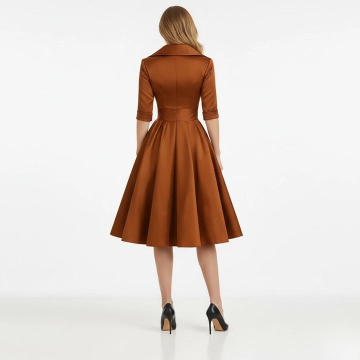 Women’s Satin Fit & Flare Midi Dress – Wedding Guest