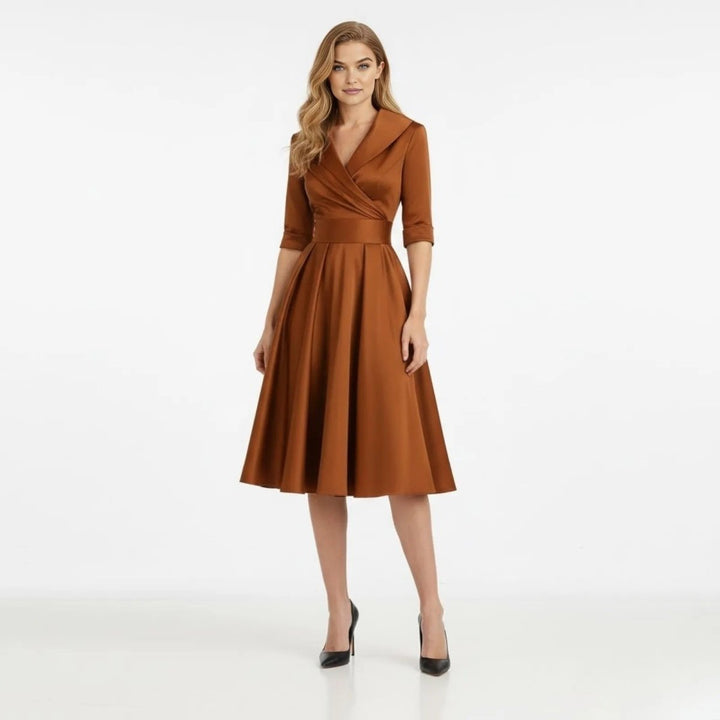 Women’s Satin Fit & Flare Midi Dress – Wedding Guest