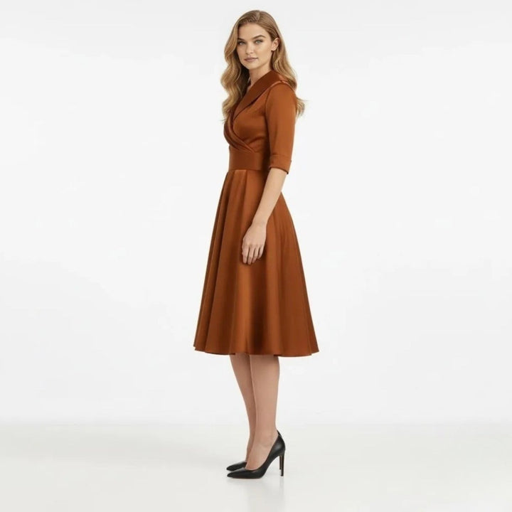 Women’s Satin Fit & Flare Midi Dress – Wedding Guest