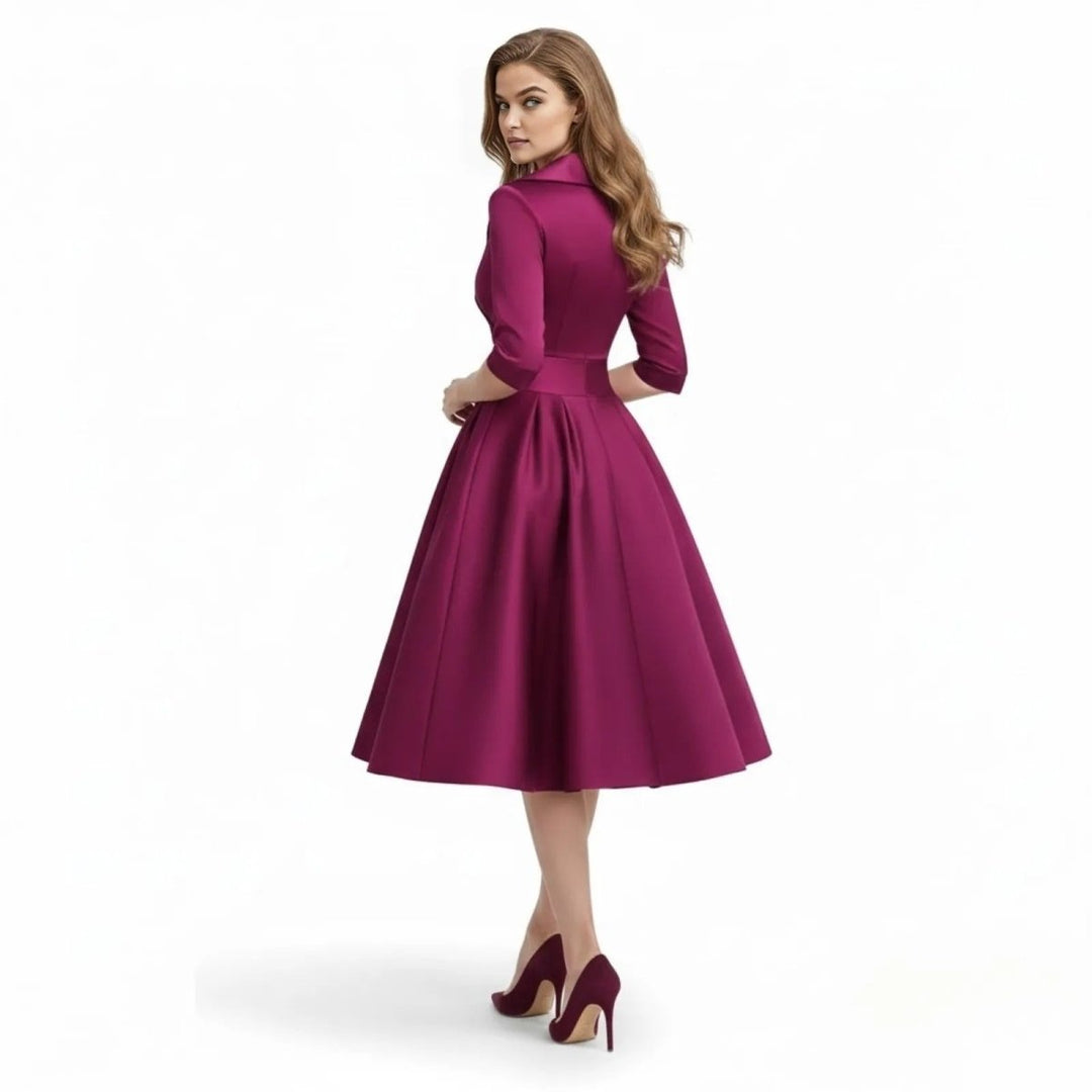 Women’s Satin Fit & Flare Midi Dress – Wedding Guest