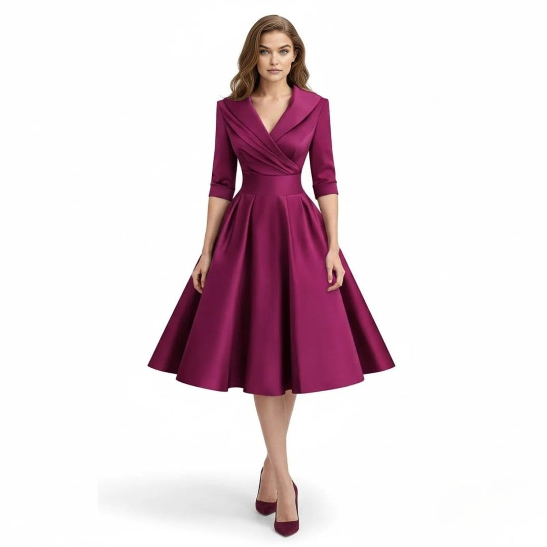 Women’s Satin Fit & Flare Midi Dress – Wedding Guest