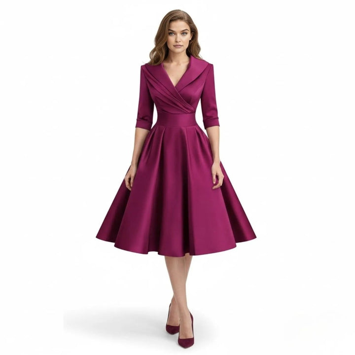 Women’s Satin Fit & Flare Midi Dress – Wedding Guest