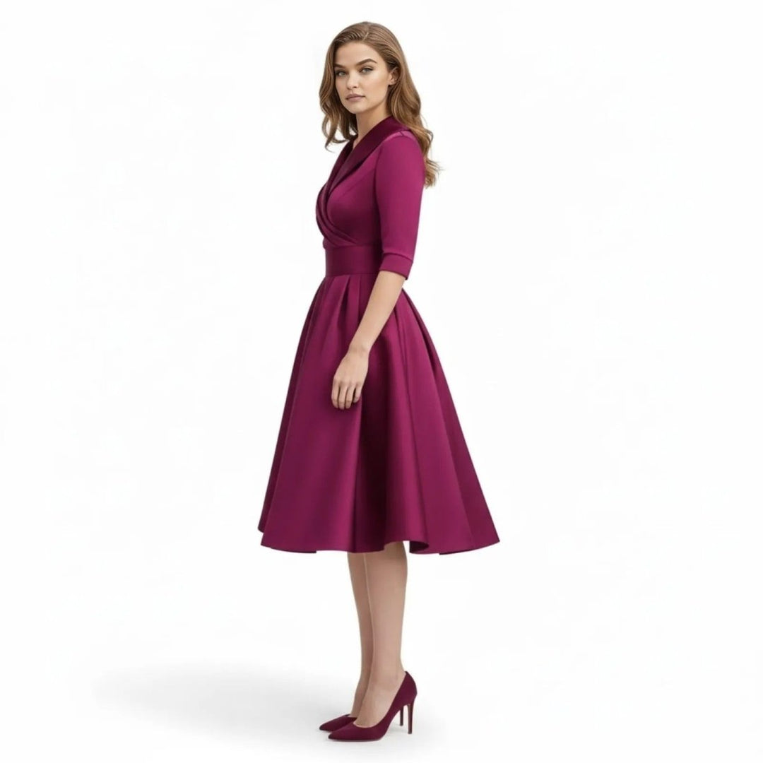 Women’s Satin Fit & Flare Midi Dress – Wedding Guest