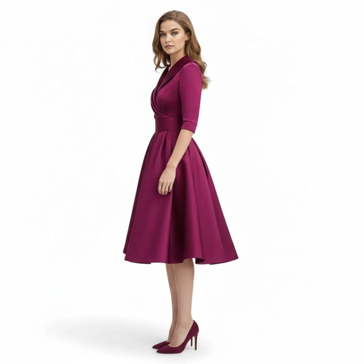 Women’s Satin Fit & Flare Midi Dress – Wedding Guest