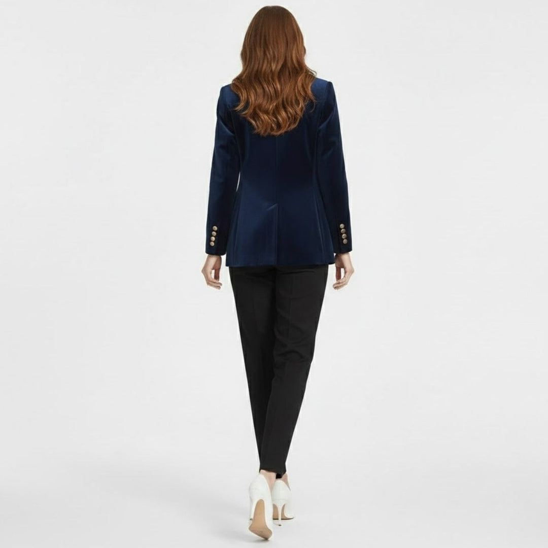 Women's Velvet Blazer Slim Fit - Satin Lapel Formal Occasion