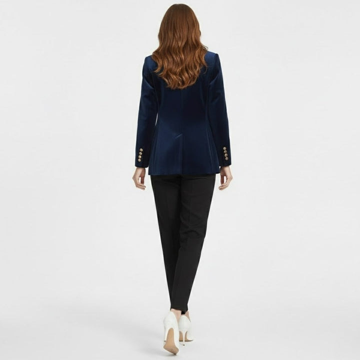 Women's Velvet Blazer Slim Fit - Satin Lapel Formal Occasion