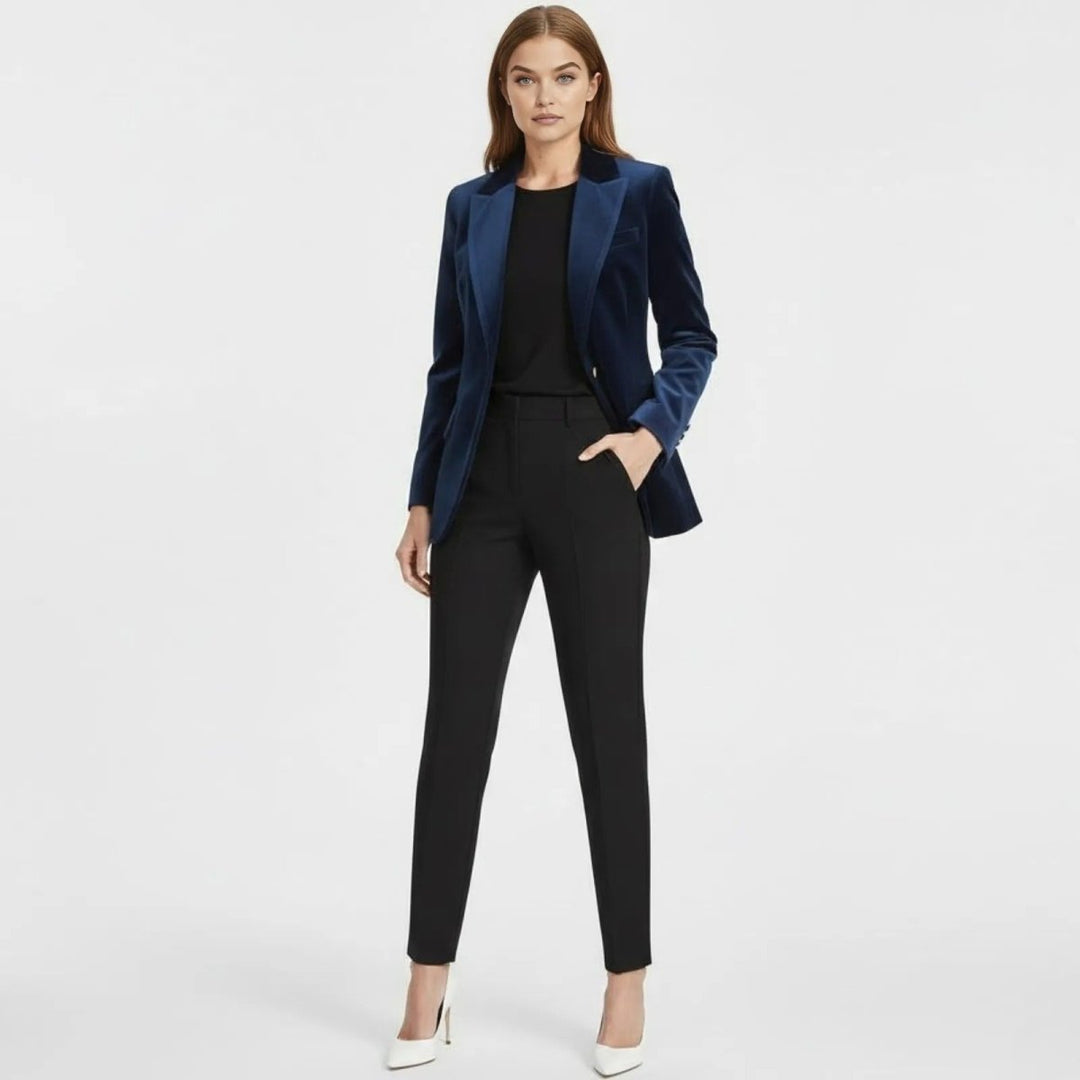 Women's Velvet Blazer Slim Fit - Satin Lapel Formal Occasion