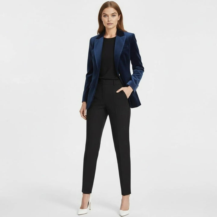 Women's Velvet Blazer Slim Fit - Satin Lapel Formal Occasion