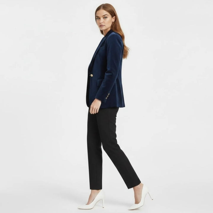 Women's Velvet Blazer Slim Fit - Satin Lapel Formal Occasion