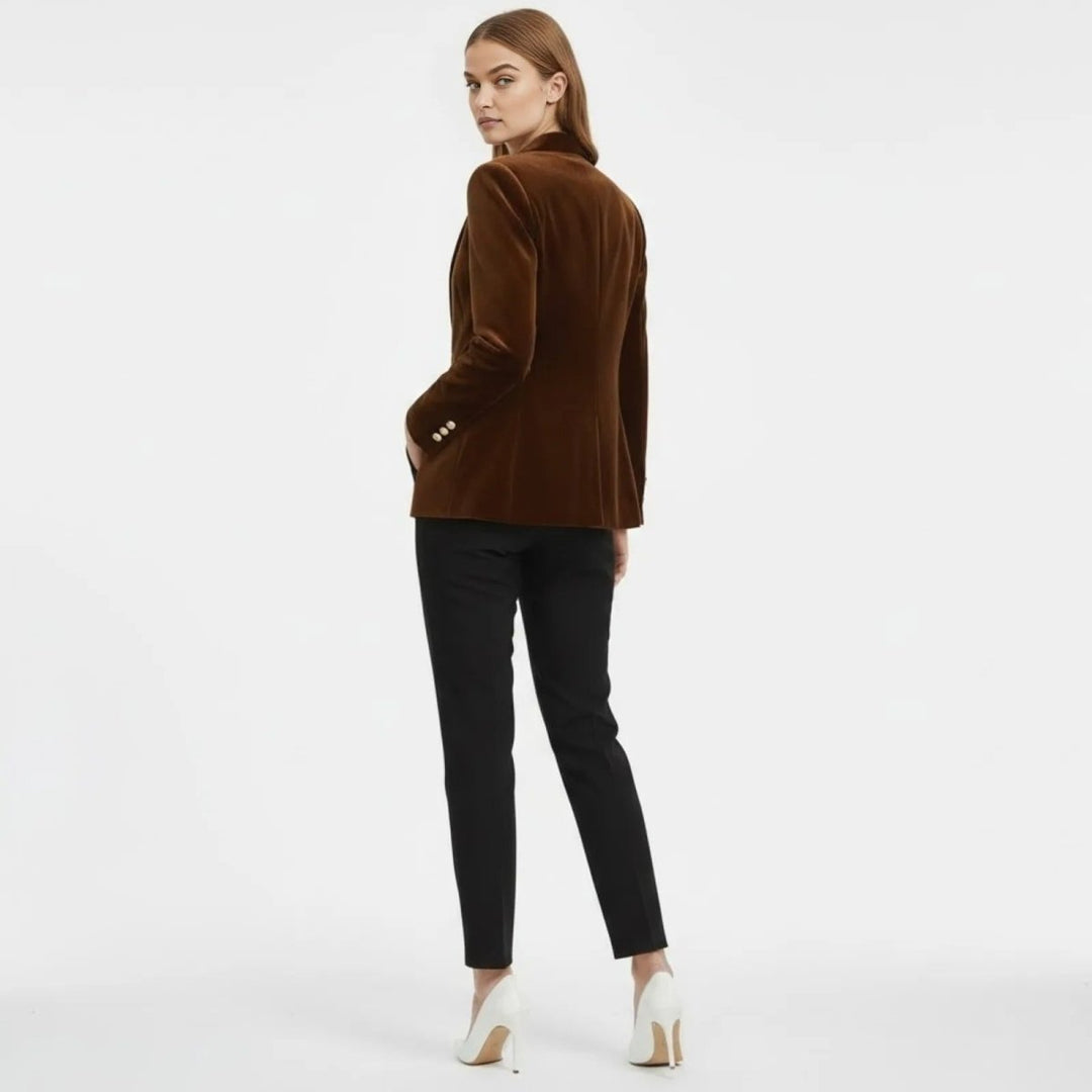 Women's Velvet Blazer Slim Fit - Satin Lapel Formal Occasion