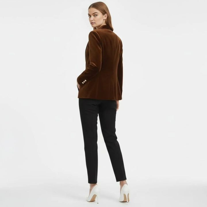 Women's Velvet Blazer Slim Fit - Satin Lapel Formal Occasion