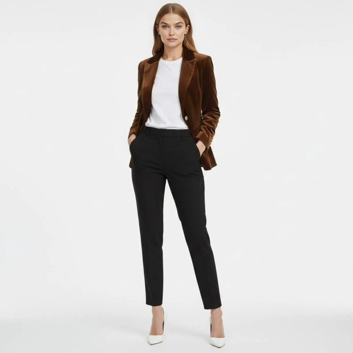 Women's Velvet Blazer Slim Fit - Satin Lapel Formal Occasion
