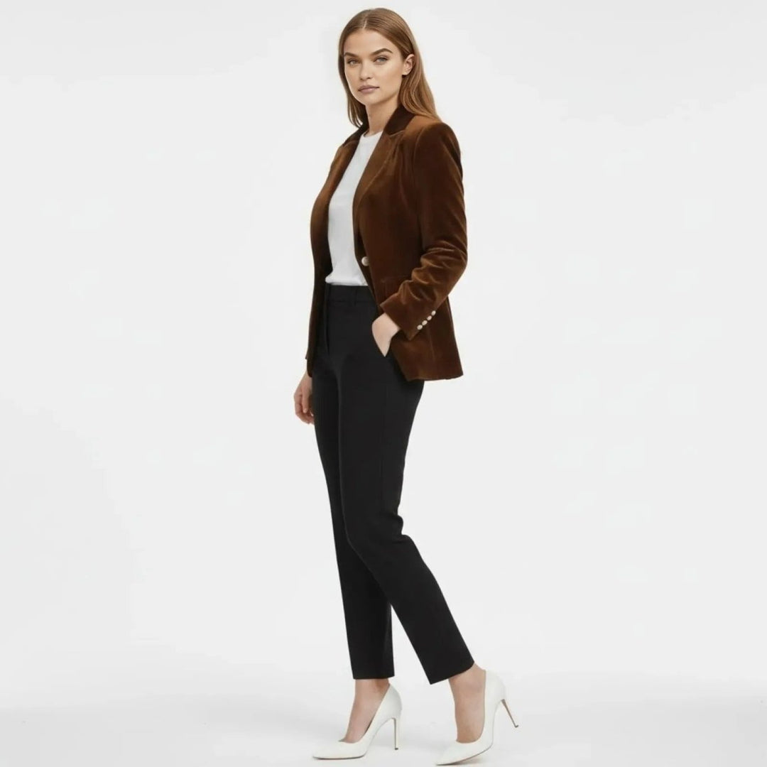 Women's Velvet Blazer Slim Fit - Satin Lapel Formal Occasion