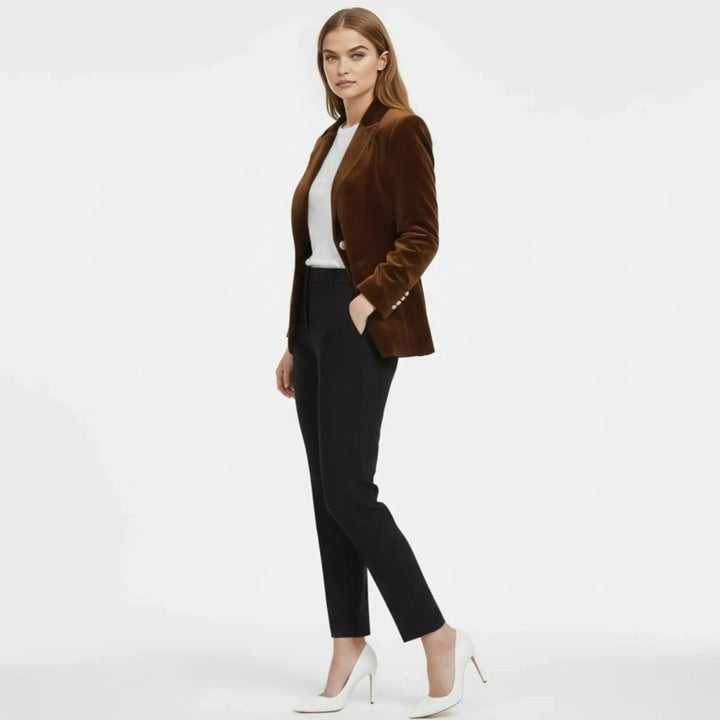 Women's Velvet Blazer Slim Fit - Satin Lapel Formal Occasion