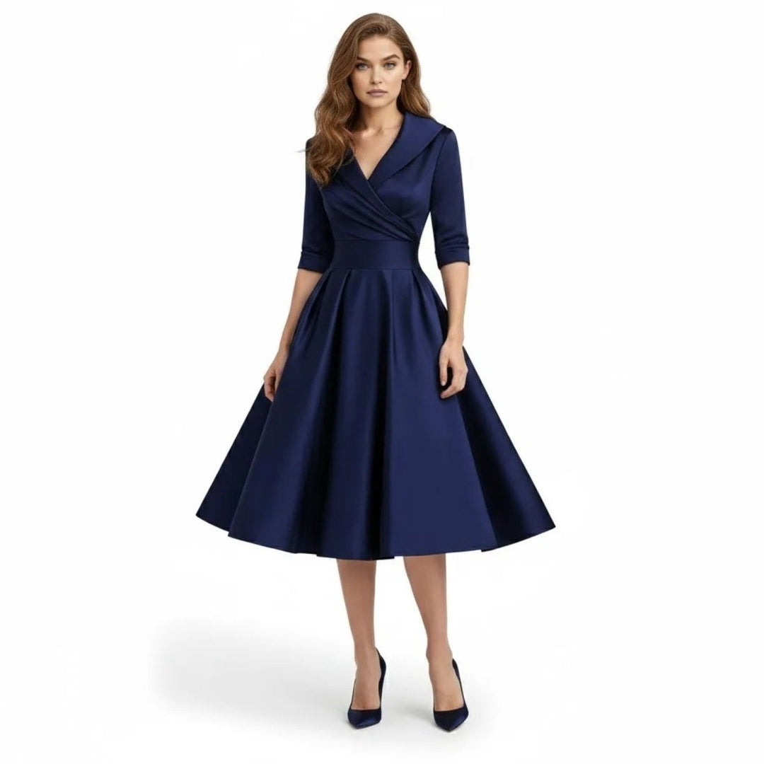 Women’s Satin Fit & Flare Midi Dress – Wedding Guest